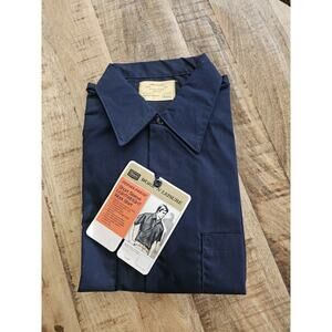 Sears Perma-Prest Vintage Work Shirt Navy Blue NWT Men's Size L